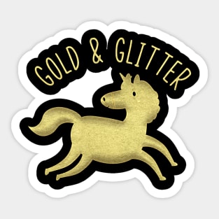 Gold and Glitter Unicorns Sticker